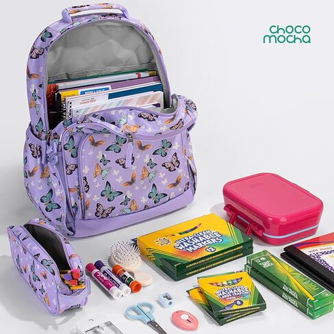 Choco Mocha Leopard Backpack for Girls, Kindergarten Backpack for Girls Ages 4-6, Kids Preschool Bookbag Girl 15 inch, Purple in Kuwait