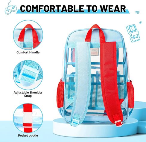 3Pcs Clear Backpack for Boys, Gamer Heavy Duty Clear Bookbag for Boys, Transparent See Through Backpack with Lunch Bag for School Stadium Events in Saudi Arabia