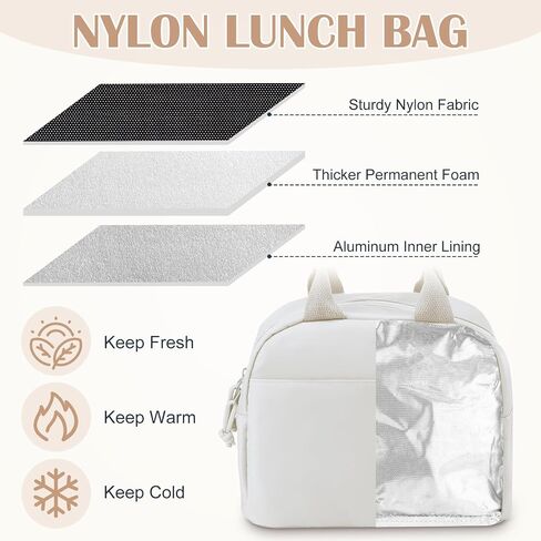 Cunno 3 PCS School Backpack for Teen Girls Cofbags Lightweight Box With With Box و Pencil Case College Bookbag Propag Backpacks Daypacks for Girls Teen (Cream White) in Saudi Arabia