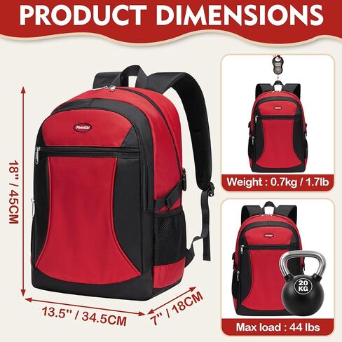 Kids Backpack for Big Boys Bookbag Middle Junior High College Student Back to School Teen Teenage Youth Schoolbag Ages 8-12 10-12 12-14 Years Old Mochilas Escolares Para Adolescentes Large 18 Inch Red in Saudi Arabia