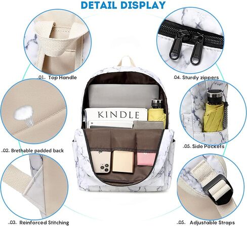 Sunborls Backpack for Teen Girls Lightweight High-Capacity Student Bookbag Women Backpack With Lunch Bag Pencil Bags Student Bookbags 3pcs（Marble green） in Kuwait