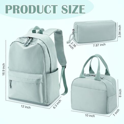 Cunno 3 PCS School Backpack for Teen Girls Cofbags Lightweight Box With With Box و Pencil Case College Bookbag Propag Backpacks Daypacks for Girls Teen (Cream White) in Kuwait