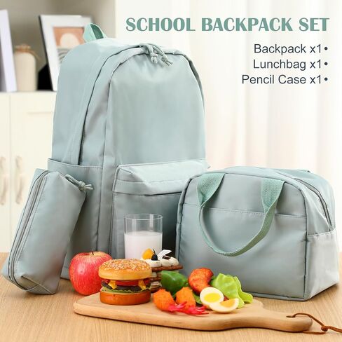 Cunno 3 PCS School Backpack for Teen Girls Cofbags Lightweight Box With With Box و Pencil Case College Bookbag Propag Backpacks Daypacks for Girls Teen (Cream White) in Kuwait