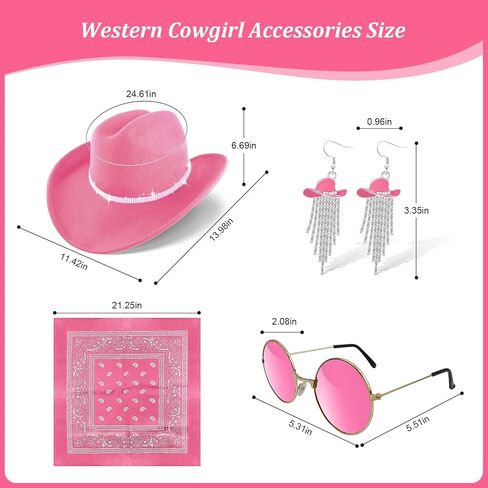 FunMular Western Outfit for Women Cowgirl Outfit Costume Accessories Cowboy Hat Fringe Vest Earring Bandana for Halloween in Kuwait