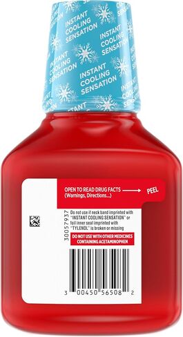 Tylenol Extra Strength Severe Cough + Sore Throat Daytime, Multi Symptom Cold Relief Liquid, Acetaminophen Pain Reliever & Dextromethorphan HBr Cough Suppressant, Cooling Cherry, 8 fl. oz in Saudi Arabia