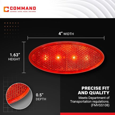 Command Electronics OEM 12V LED RV ومصباح خلوص بيضاوي للمقطورة مع عاكس مدمج - صنع في الولايات المتحدة الأمريكية - حامل سطحي - كهرماني وأحمر - 14 حزمة in Kuwait