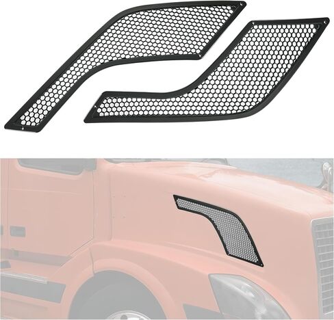 Hecasa Hood Vate متوافق مع 2003-2017 استبدال Volvo VNL لعام 20413696 20435695 Side Hood Air Grille ABS Plastic Planted - سائق ومسافر. in Saudi Arabia