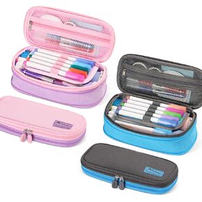 rockpapa Expandable Cute Pencil Case for Girls, Aesthetic Pencil Case with Compartments, Pencil Pouch with Zipper for Kids, Pencil Box Bag Holder Organizer for School Pink Purple in Kuwait