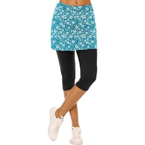 Ekouaer Skirted Leggings for Women Tennis Golf Skorts Capris Gym Yoga Legging with Skirts in Kuwait