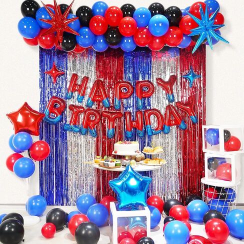 Spider Theme Happy Birthday Banner Party Decorations Balloons Letters Signs Superhero Party Supplies for Boy in Saudi Arabia