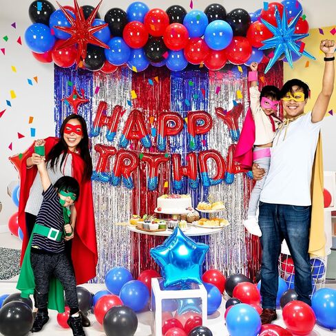 Spider Theme Happy Birthday Banner Party Decorations Balloons Letters Signs Superhero Party Supplies for Boy in Saudi Arabia