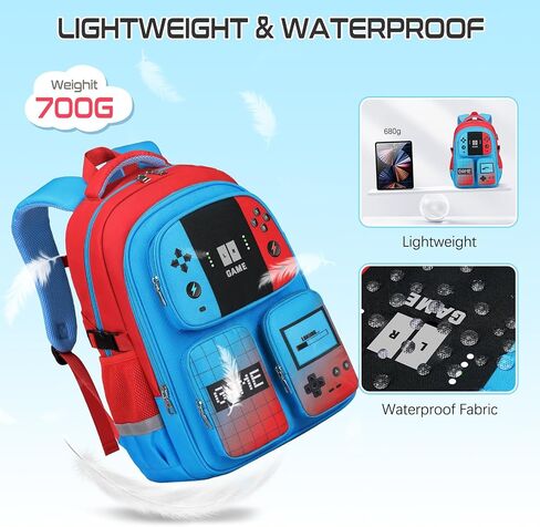 Gamer Backpack for Boys , 3PCS Boys Backpack with Lunch Box & Pencil Pouch, Waterproof School Bags for Boy Kids Children Teens, Elementary Middle School, Kids Book Bag Casual Daypack (Red Black) in Kuwait