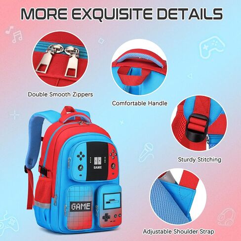 Gamer Backpack for Boys , 3PCS Boys Backpack with Lunch Box & Pencil Pouch, Waterproof School Bags for Boy Kids Children Teens, Elementary Middle School, Kids Book Bag Casual Daypack (Red Black) in Kuwait