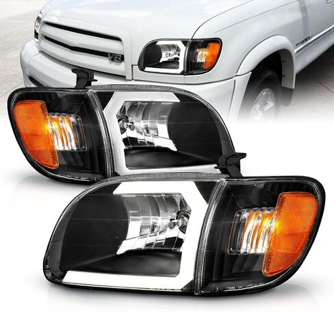 Amerilite for 2000-2004 Toyota Tundra العادية | Access Cab C -type LED ، الهالوجين ، مجموعة مصباح زاوية مصباح الشاحنة الصغيرة - سائق وجانب الركاب ، مجموعة ضوء السيارة ، أسود in Saudi Arabia