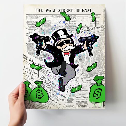 Wall Street Journal, Financial Times Gangsta Graffiti Monopoly Man Wall Art Poster - 8x10 Dow Jones, NASDAQ Decor, Home Decoration for Office, Living Room, Bedroom - Gift for Banker, Financial Planner in Saudi Arabia