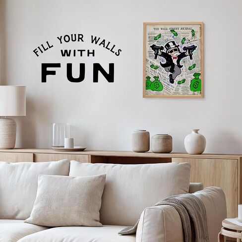 Wall Street Journal, Financial Times Gangsta Graffiti Monopoly Man Wall Art Poster - 8x10 Dow Jones, NASDAQ Decor, Home Decoration for Office, Living Room, Bedroom - Gift for Banker, Financial Planner in Saudi Arabia