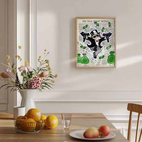 Wall Street Journal, Financial Times Gangsta Graffiti Monopoly Man Wall Art Poster - 8x10 Dow Jones, NASDAQ Decor, Home Decoration for Office, Living Room, Bedroom - Gift for Banker, Financial Planner in Saudi Arabia