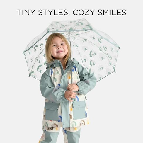 مظلة تولا للأطفال من 7 صباحًا - مظلة شفافة بحجم الأطفال، مقبض منحني سهل الإمساك، مادة خفيفة الوزن | مجموعة ملابس ضد المطر in Kuwait