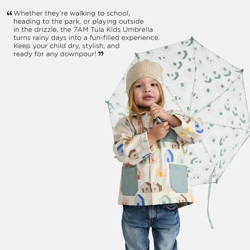 مظلة تولا للأطفال من 7 صباحًا - مظلة شفافة بحجم الأطفال، مقبض منحني سهل الإمساك، مادة خفيفة الوزن | مجموعة ملابس ضد المطر in Kuwait