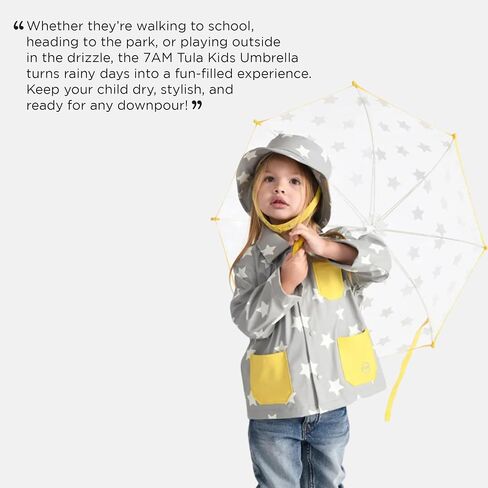 7AM Tula Kids Umbrella - Kid Size Transparent Umbrella, Easy Grip Curved Handle, Lightweight Material | Rainwear Collection in Saudi Arabia