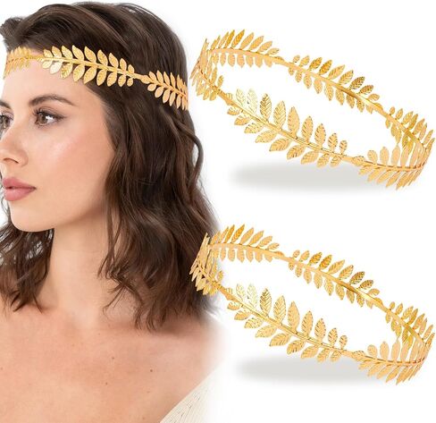 Laurel Wreath Crown for Women Men Toga Costume, Gold Leaf Headband Headpiece for Roman Emperor Greek Accessories Cosplay Prom (2Pcs) in Saudi Arabia