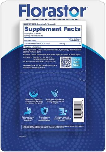 Florastor Dual Action Probiotic Supplement – Strengthens Digestive & Immune Health, Balances Gut Flora, 500mg Saccharomyces Boulardii CNCM-I-745 (3 Bottles, 30 Capsules Each) in Saudi Arabia