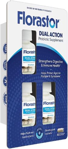 Florastor Dual Action Probiotic Supplement – Strengthens Digestive & Immune Health, Balances Gut Flora, 500mg Saccharomyces Boulardii CNCM-I-745 (3 Bottles, 30 Capsules Each) in Saudi Arabia