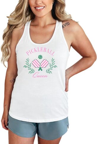 Pickleball Queen Tank Top for Women and Teens Funny and Sporty Pickleball Player Graphic Shirt in Saudi Arabia