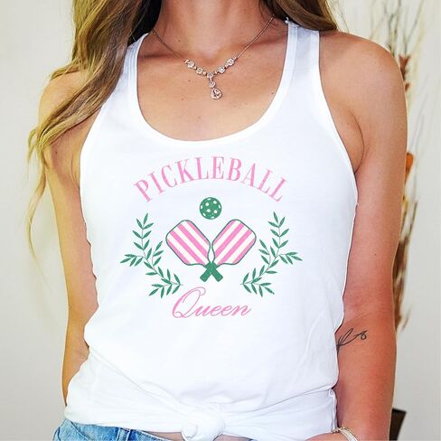 Pickleball Queen Tank Top for Women and Teens Funny and Sporty Pickleball Player Graphic Shirt in Saudi Arabia