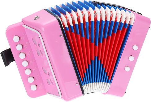 MECCANIXITY Accordion 10 Keys Button Accordion Mini Musical Instrument Gifts for Adults Beginners Educational, Light Pink in Saudi Arabia