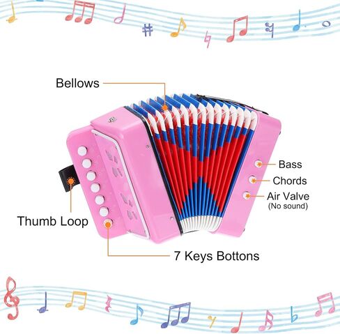 MECCANIXITY Accordion 10 Keys Button Accordion Mini Musical Instrument Gifts for Adults Beginners Educational, Light Pink in Saudi Arabia