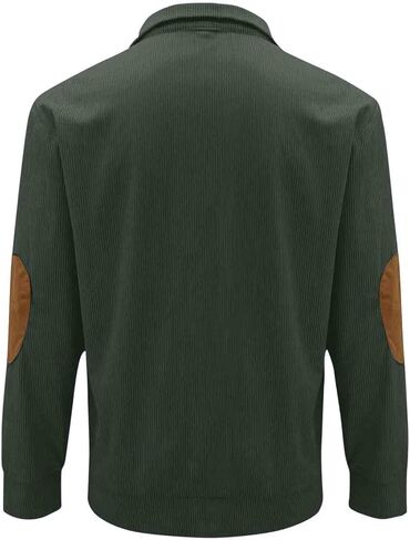 Mens Corduroy Sweatshirt Button Henley Neck Pullover Casual Long Sleeve Stand Collar Shirt in Saudi Arabia