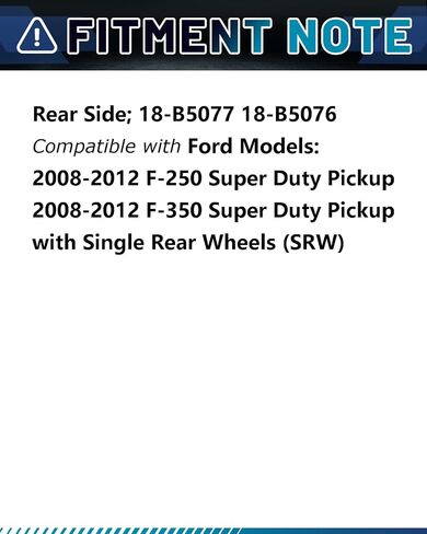 مجموعة الفرجار المكابح للقرص الخلفي مع قوس متوافق مع 2008-2012 Ford F-250 (F-350) Super Duty [ملاحظة: مع عجلات خلفية مفردة (SRW)] | الفرجار الفرامل الخلفية لـ 18-B5077 و 18-B5076 in Kuwait