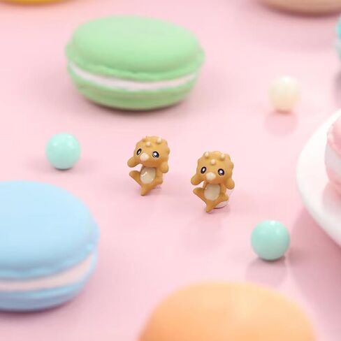 Cute Cartoon Dinosaur Bite Stud Earrings,Funny Small Animals Jacket Statement Earrings,Charming Green Halloween Personalized Earrings for Dinosaur Fans in Kuwait