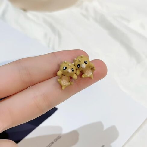 Cute Cartoon Dinosaur Bite Stud Earrings,Funny Small Animals Jacket Statement Earrings,Charming Green Halloween Personalized Earrings for Dinosaur Fans in Kuwait