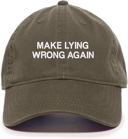 Make Lying Wrong Again Embroidered Baseball Cap Cotton Adjustable Dad Hat in Saudi Arabia