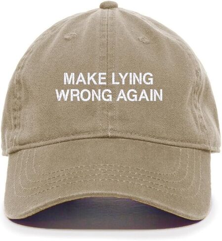 Make Lying Wrong Again Embroidered Baseball Cap Cotton Adjustable Dad Hat in Saudi Arabia
