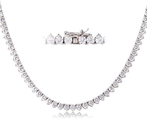 Tennis Necklaces for Women Men | 3 Prong 18K White/Yellow Gold Plated 4mm Round Cubic Zirconia Diamond Chains | Tennis Chain Necklace Size 16-18 inches in Kuwait