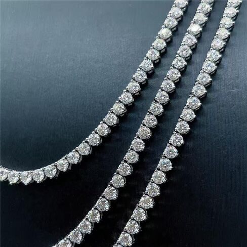 Tennis Necklaces for Women Men | 3 Prong 18K White/Yellow Gold Plated 4mm Round Cubic Zirconia Diamond Chains | Tennis Chain Necklace Size 16-18 inches in Kuwait