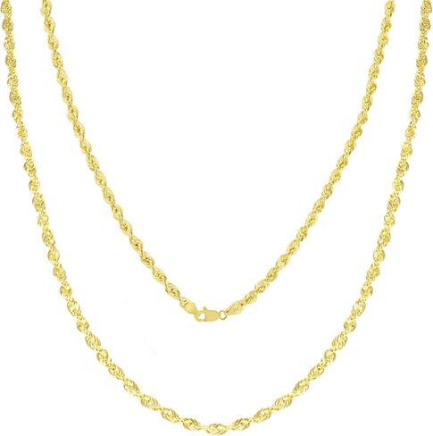Nuragold 10k Real Yellow Gold 2.5mm Rope Chain Diamond Cut Lightweight Necklace (16"-30") Italian Jewelry for Men & Women in Saudi Arabia