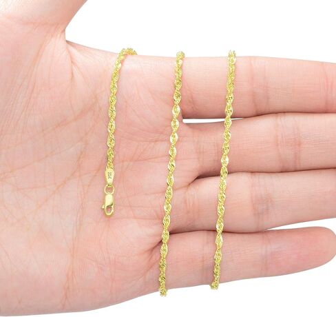 Nuragold 10k Real Yellow Gold 2.5mm Rope Chain Diamond Cut Lightweight Necklace (16"-30") Italian Jewelry for Men & Women in Saudi Arabia