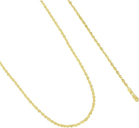 Nuragold 10k Real Yellow Gold 2.5mm Rope Chain Diamond Cut Lightweight Necklace (16"-30") Italian Jewelry for Men & Women in Saudi Arabia