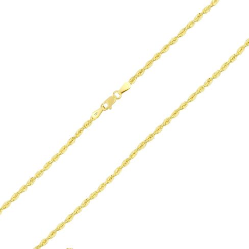 Nuragold 10k Real Yellow Gold 2.5mm Rope Chain Diamond Cut Lightweight Necklace (16"-30") Italian Jewelry for Men & Women in Saudi Arabia