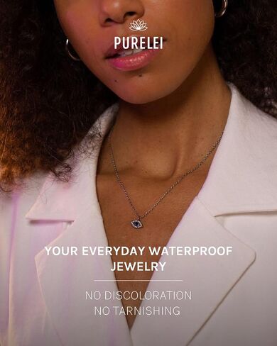 Purelei® Blue Eye Necklace – 18K Gold plated stainless steel jewelry – Waterproof chain with eye pendant – 16 to 18 inch adjustable length – Fashion jewelry for your individual look in Kuwait