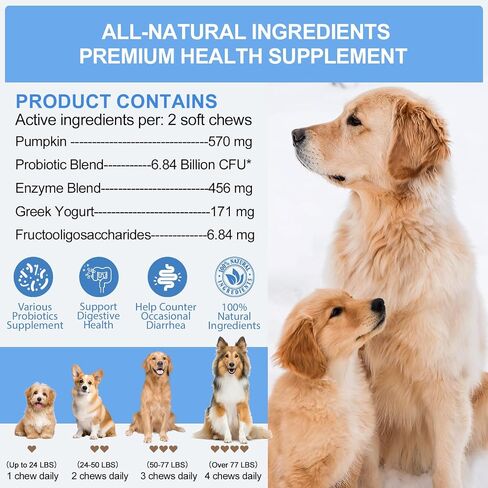 Probiotics for Dogs 150 Count Soft Chews Canine Pet Prebiotics with 6 Digestive Enzymes Promotes Gut Health Lamb Flavor in Saudi Arabia
