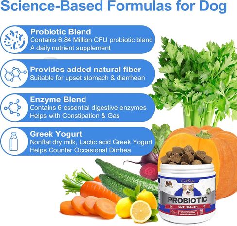 Probiotics for Dogs 150 Count Soft Chews Canine Pet Prebiotics with 6 Digestive Enzymes Promotes Gut Health Lamb Flavor in Saudi Arabia