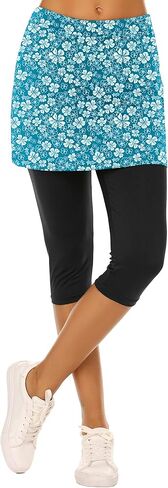 Ekouaer Skirted Leggings for Women Tennis Golf Skorts Capris Gym Yoga Legging with Skirts in Kuwait