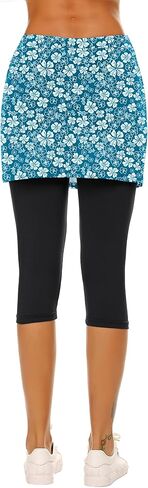 Ekouaer Skirted Leggings for Women Tennis Golf Skorts Capris Gym Yoga Legging with Skirts in Kuwait