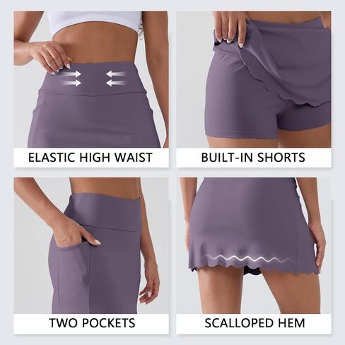 Tennis Skirts for Women with 2 Pockets Inner Shorts High Waisted Athletic Skorts Golf Sports Workout Running Skort in Saudi Arabia