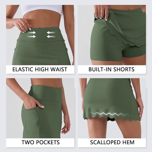 Tennis Skirts for Women with 2 Pockets Inner Shorts High Waisted Athletic Skorts Golf Sports Workout Running Skort in Saudi Arabia